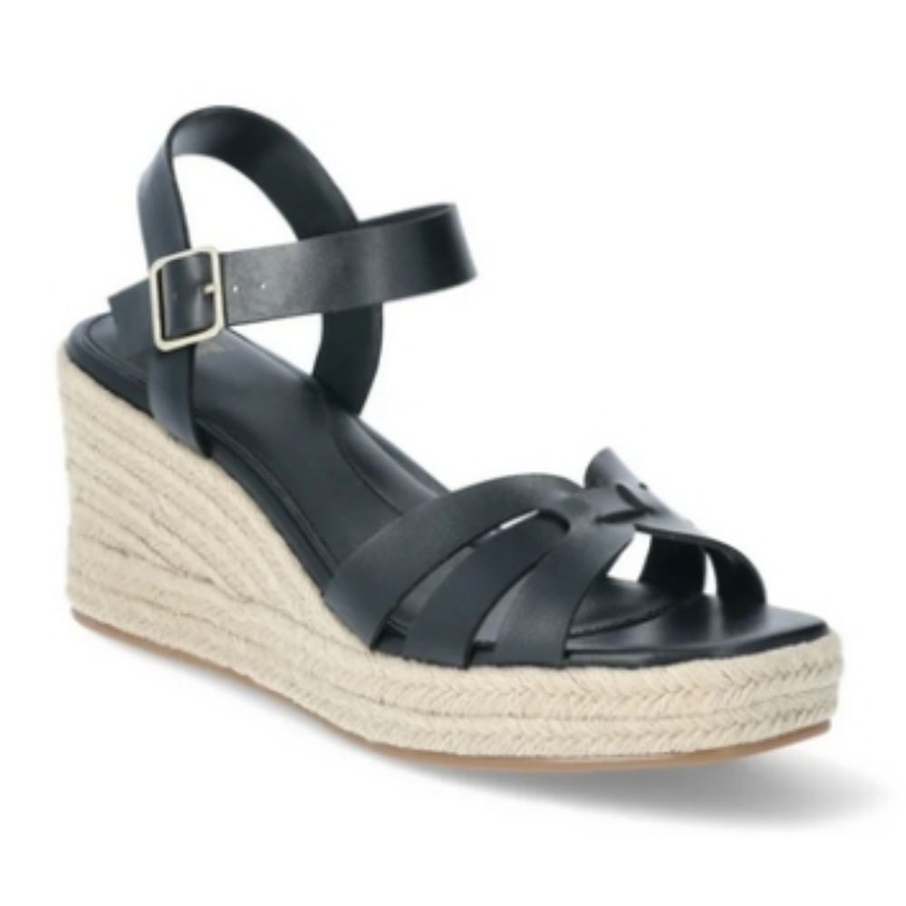 BRAND NEW TIME and TRU WOMEN's ESPADRILL WEDGE LEATHER SANDALS